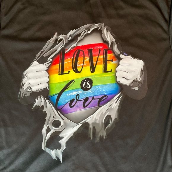 LGBTQ+ Pride Love Is Love Jersey Baseball Shirt GarmentOne Clothing Large Unisex - Picture 4 of 9